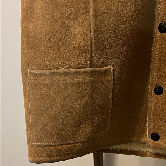 Vintage Leather Vest size medium Sherpa Lined 4 Button Jo O Kay Size M - Picture 3 of 14